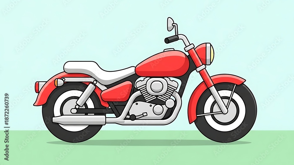 Obraz premium Red motorcycle on green background illustration.