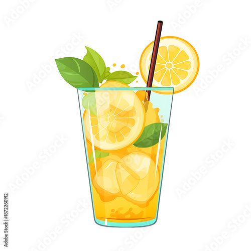 Cheerful Lemonade Glass Cartoon Vector Illustration