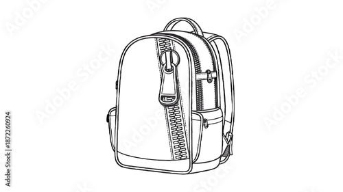 An artistic illustration of a backpack, focusing on its zipper.