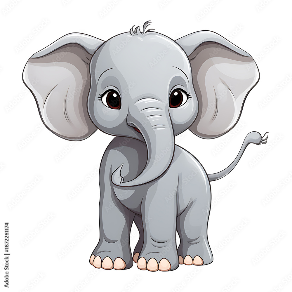 Fototapeta premium Elegant Gray Elephant on White Background
