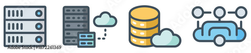 server database hosting icon set