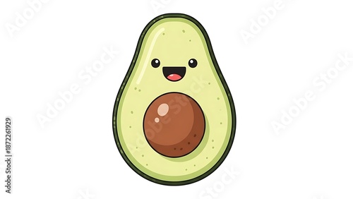 Cartoon Avocado with Smiling Face.