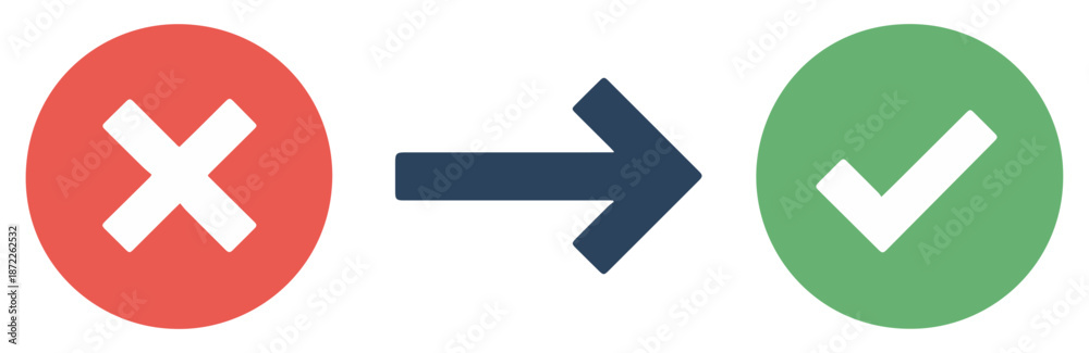 Fototapeta premium green tick red cross icon