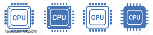 cpu chip processor icon set