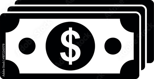 american dollar bill flat icon for financial apps and websites, vector illustration on transparent background.