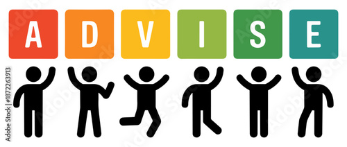 people holding advise banner icon