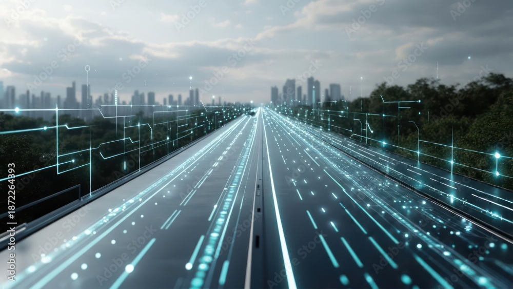 Fototapeta premium Futuristic highway through a city