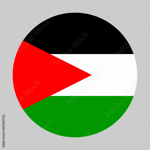 Free Download Flag of Palestine in circular shape with accurate proportions and official colors - GFXLoad