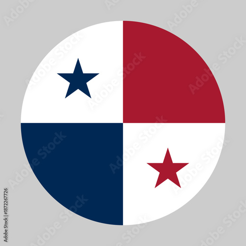 Flag of Panama in circular shape with accurate proportions and official colors
