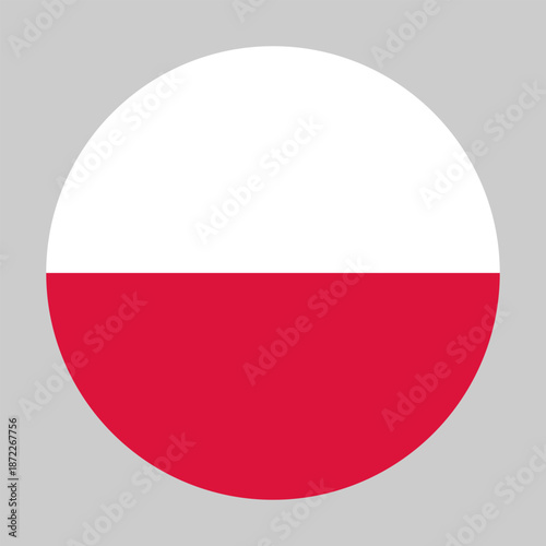 Flag of Poland in circular shape with accurate proportions and official colors