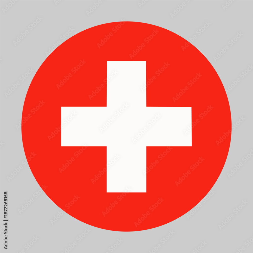 Obraz premium Flag of Switzerland in circular shape with accurate proportions and official colors. Representing national identity and patriotism