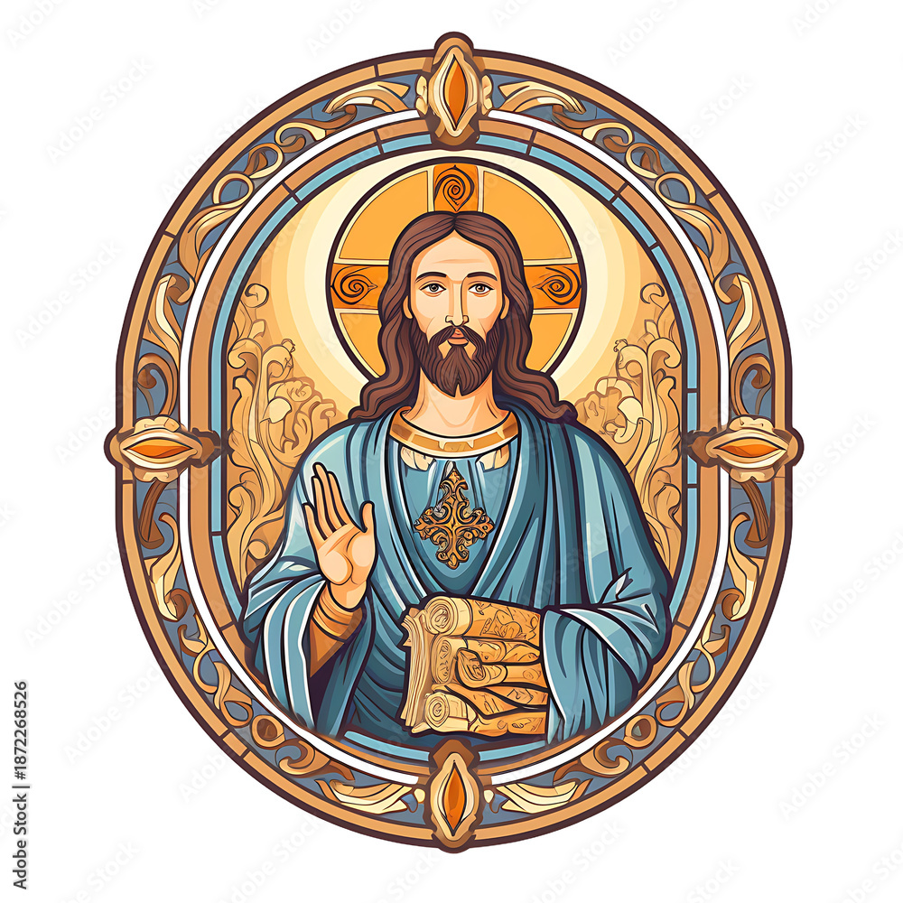 Fototapeta premium Divine Jesus Religious Ornamental Border Design
