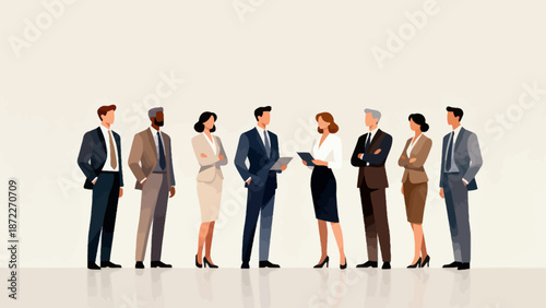 Business people in suits standing in line