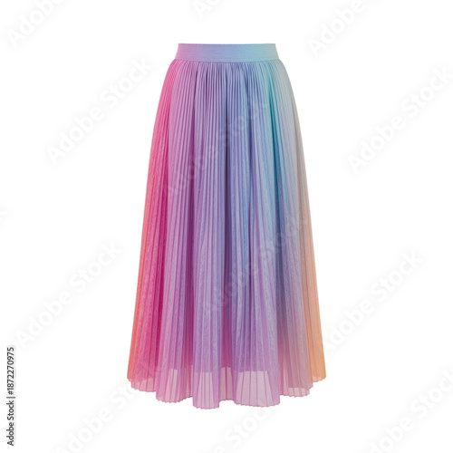Colorful Pleated Skirt Displayed on a Plain Background in Bright Lighting