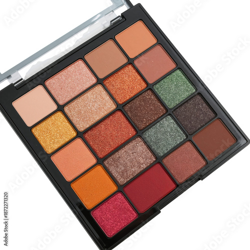 Colorful Makeup Palette With Various Shades Arranged in a Grid Pattern