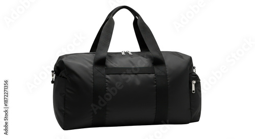 Black duffel bag isolated on transparent background