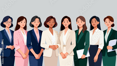 diverse group of professional women in suits