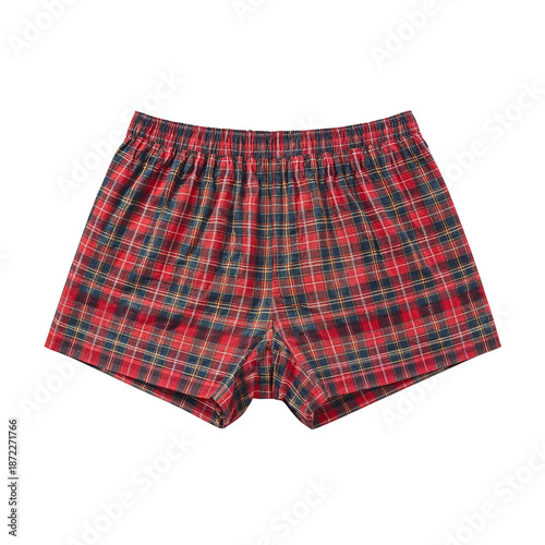 Classic Plaid Boxers Displayed on White Background for Casual Clothing Collec...
