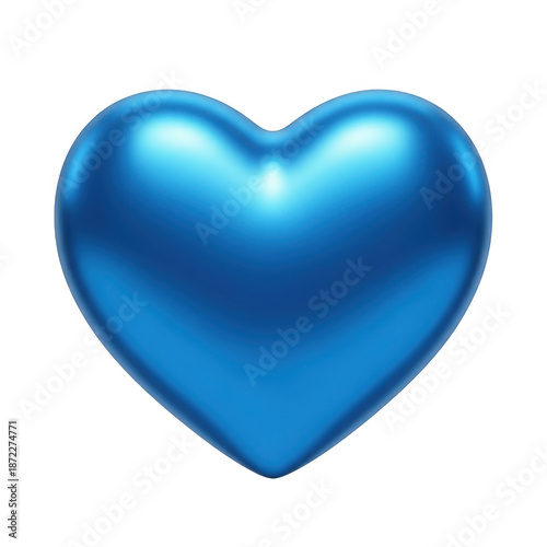 A vibrant blue heart symbolizing love and affection isolated on transparent background