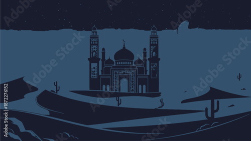 Mysterious Ancient Temple at Night