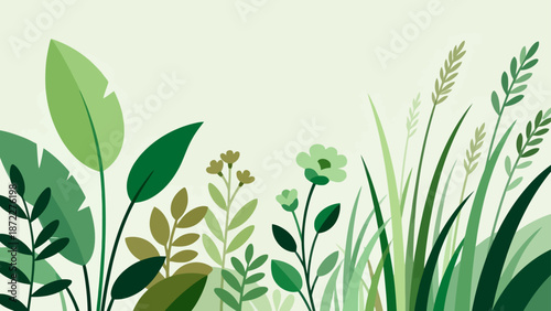 Green plants and flowers illustration