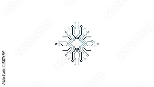 Abstract Blue And Gray Circuit Board Pattern On White Background