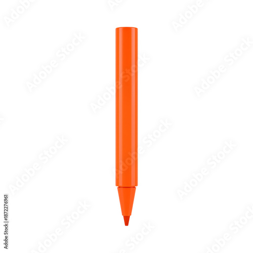 Bright Orange Marker Placed Upright on a Plain White Background During Daytime