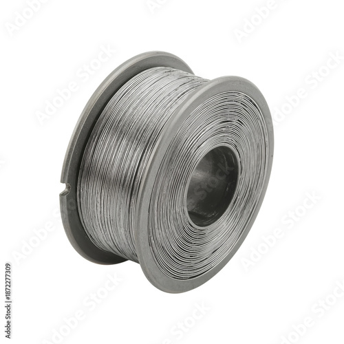 Wire Spool on a White Background, Often Used for Crafting, Repairs, and DIY P...