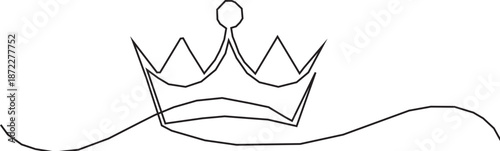 Crown continuous one line drawing and minimalist style isolate outline vector illustration, Continuous one line drawing of king crown vector.