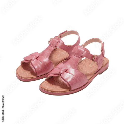 Pink Sandals With Bow Design Displayed on a White Surface in a Well-Lit Setting