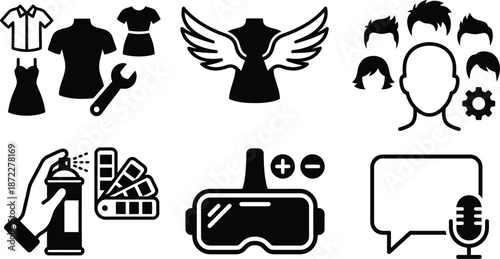 Avatar customizer icons for virtual reality metaverse interface design