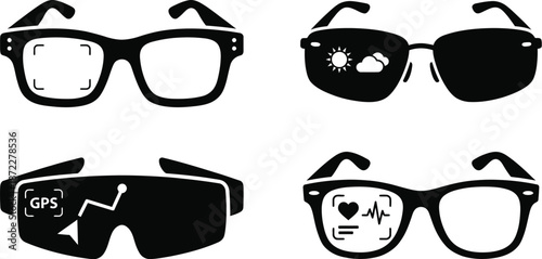 Augmented reality glasses with futuristic digital user interface vector