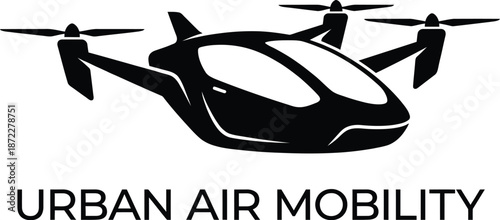 Flying taxi futuristic electric vehicle urban transport vector