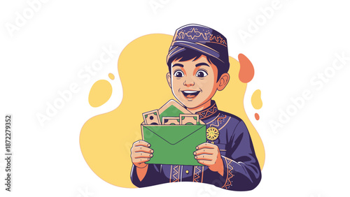 Delivery Boy Holding Envelope and Package