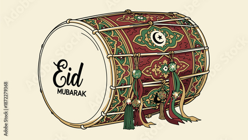 Eid Mubarak Celebration with Decorative Drum