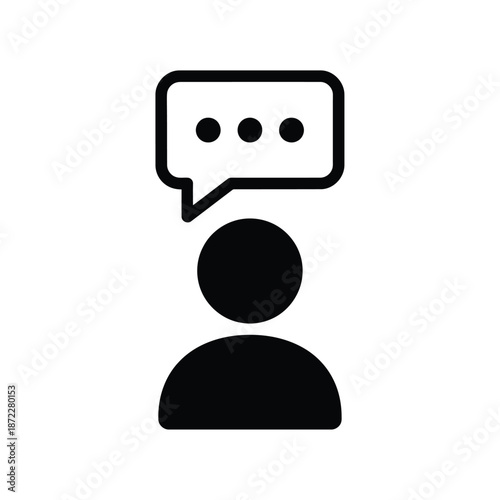 Silhouette of a Person with a Typing Speech Bubble Representing User Support and Communication
