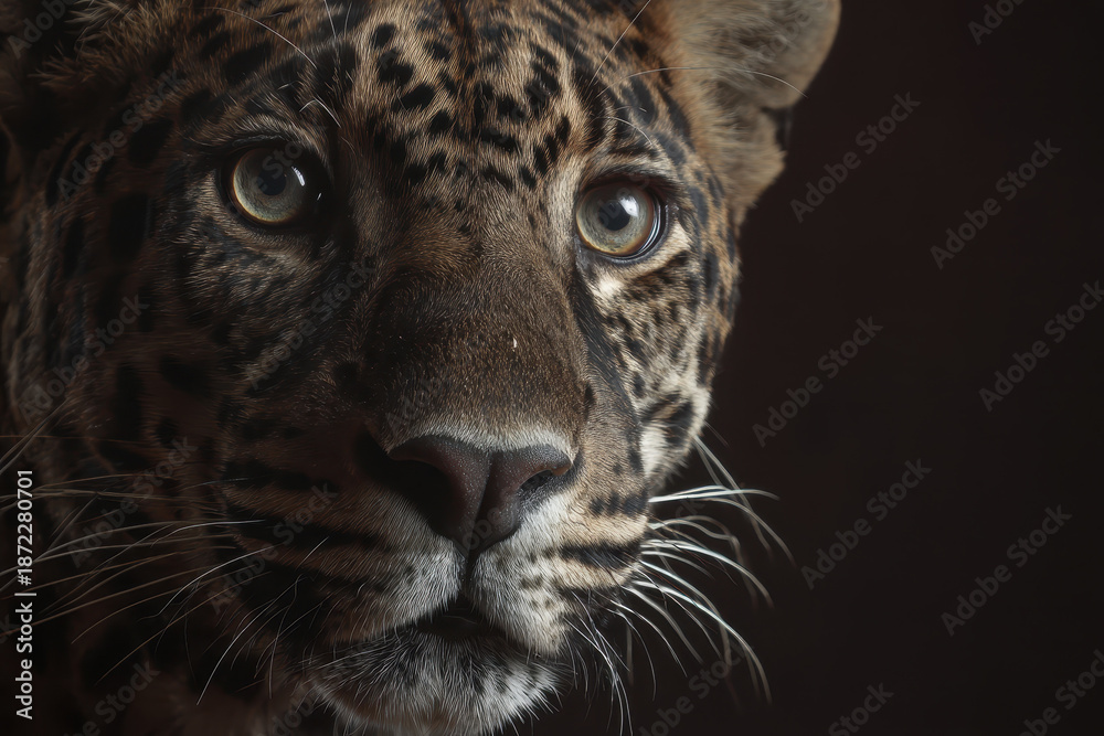 Fototapeta premium Close-Up Portrait of a Feline with Striking Eyes