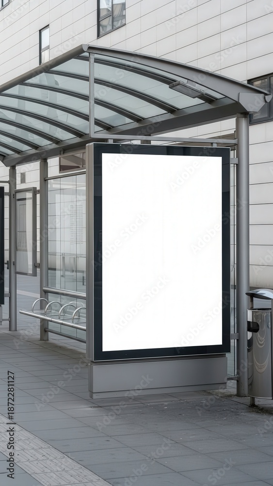 Fototapeta premium Blank Advertising Billboard on City Street.