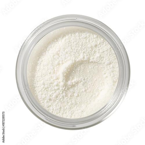 White Powder in Clear Container on a Plain Surface