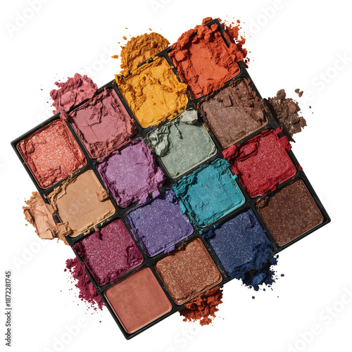 Bright Colors and Textures of Makeup Palette With Various Shades and Finishes...
