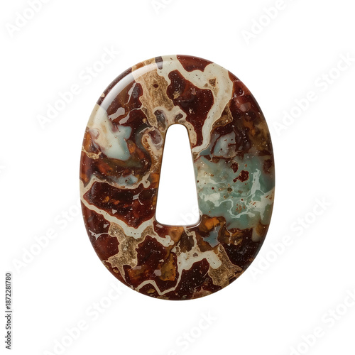 Colorful Stone Object With a Hole in the Center Placed on a Light Background