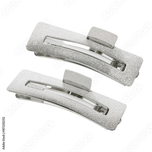 Silver Hair Clips on a White Background for Hair Styling and Decoration