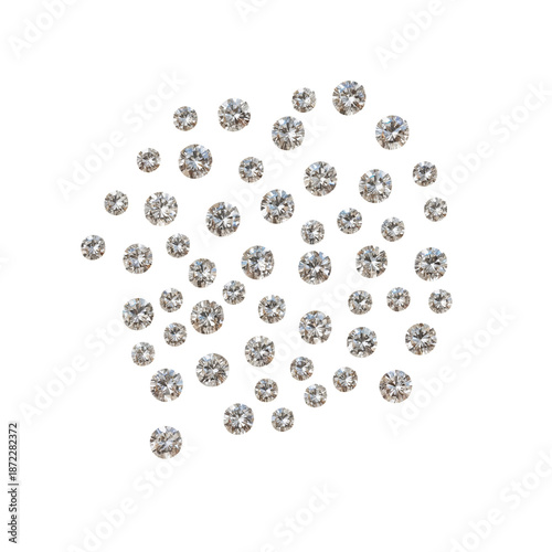 Sparkling Gems Display in Various Sizes on a White Background