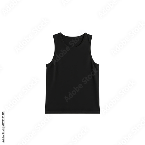 Black Sleeveless Shirt Displayed on Plain Background for Clothing Review or F...