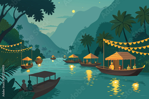 Jungle River Lantern Boat Market