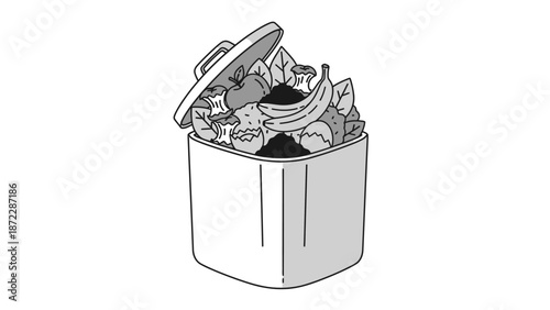 Organic waste bin for composting illustration.