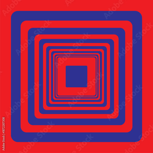 Red blue squares illusion. Background or ornament