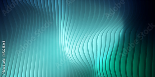 Abstract neon texture with vibrant shades of blue green gradients and bright smooth fluted vertical lines. modern