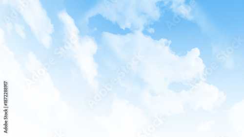blue sky with clouds. sky background for decoration. with mesh effect. Realistic sky with fluffy white cloud formations