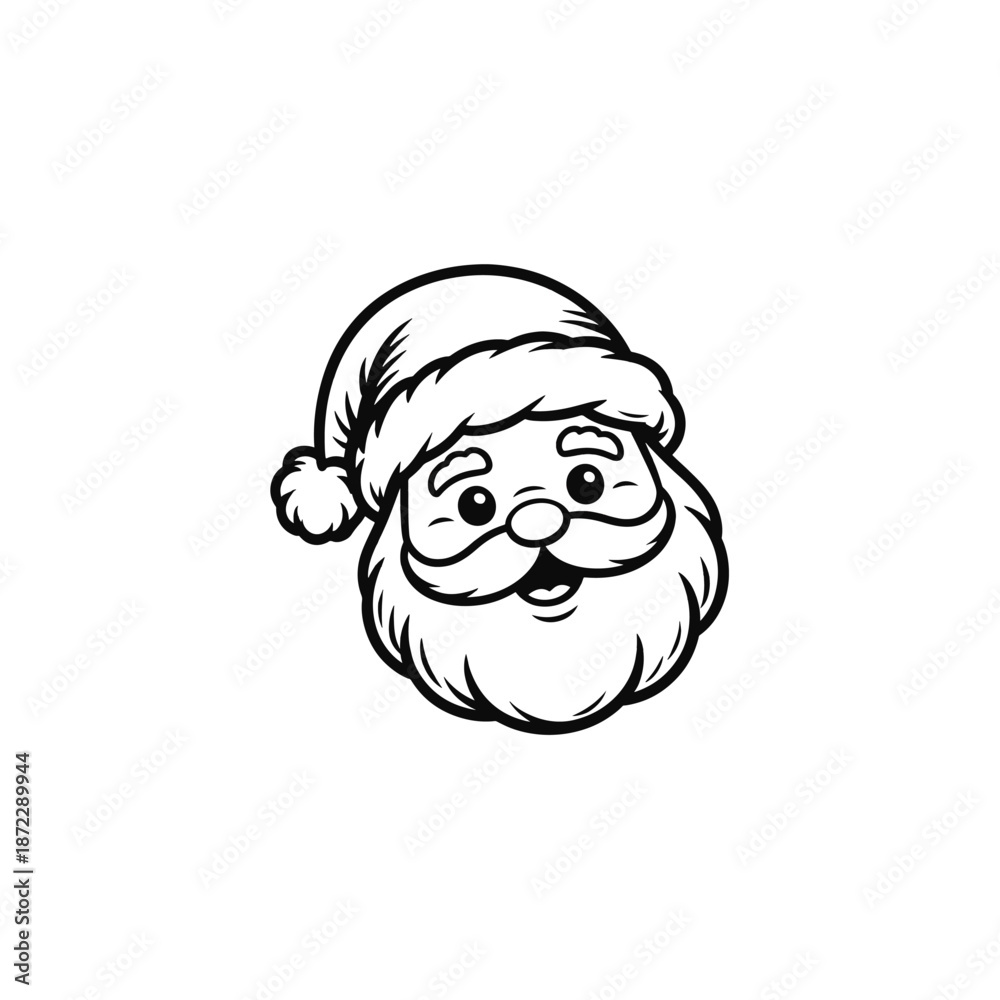 Obraz premium Santa Claus Face Logo Black Icon Isolated Vector EPS